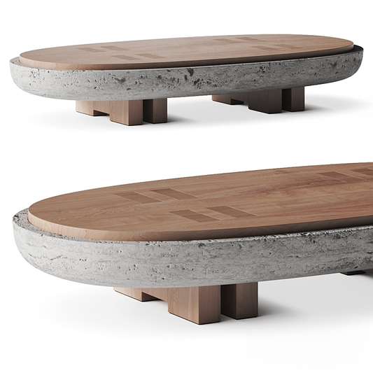 Concrete Oval Teatable table