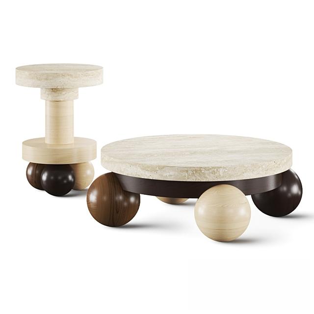 Round wooden teatable table