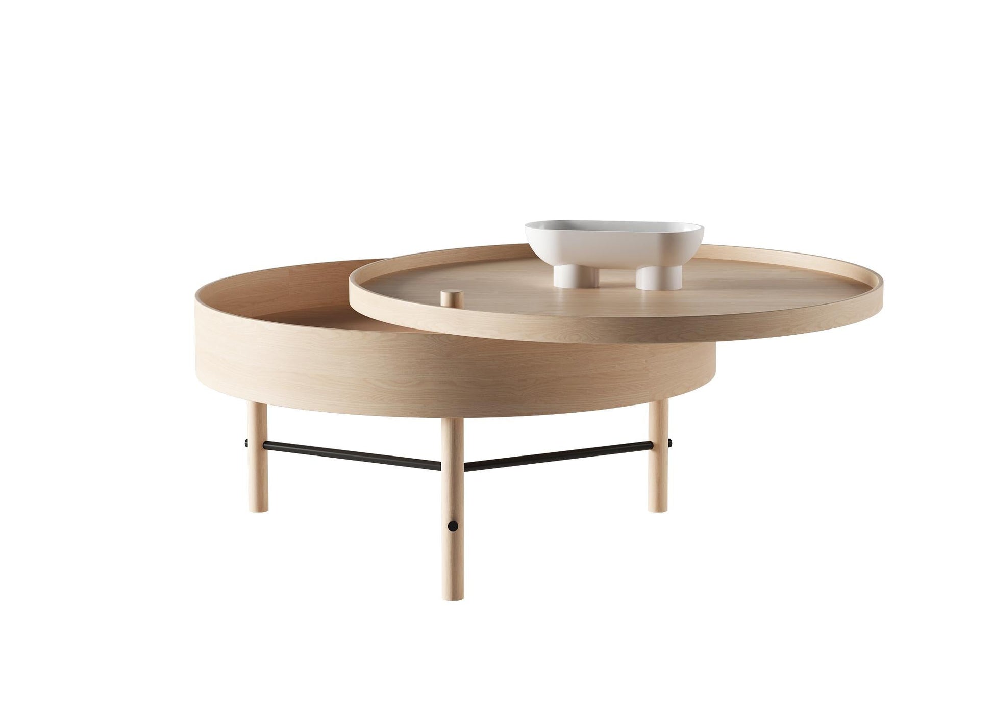 Round wooden teatable table