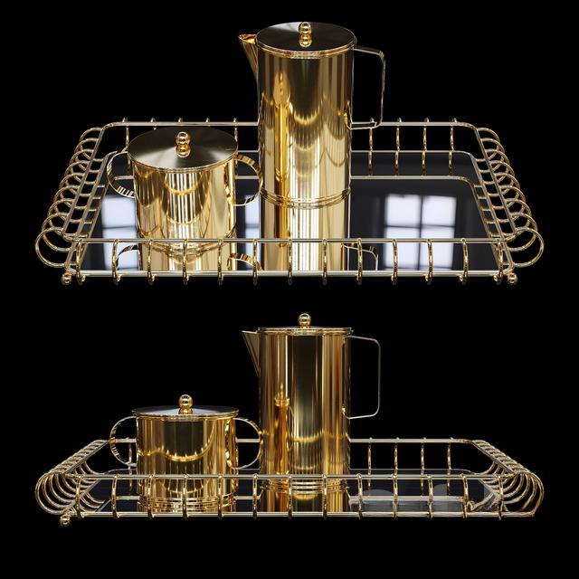 Gold Metal Tray food