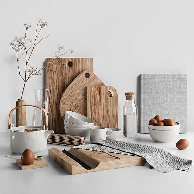 Wooden kitchenware simple food