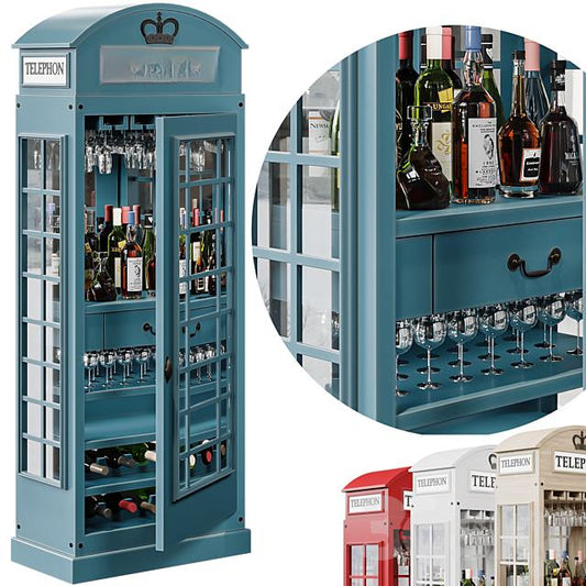 British Style Telephone Booth Wine Cabinet food