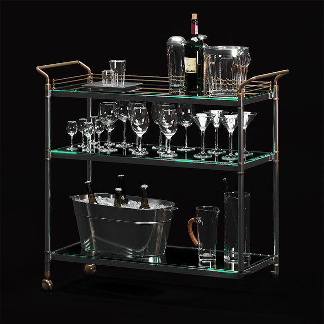 Glass Shelves Bar Cart food