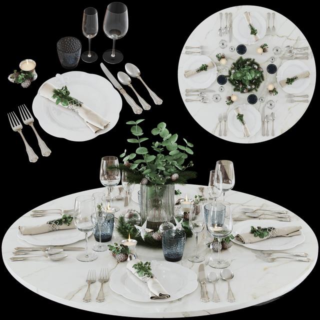 White Marble Dining Table tableware