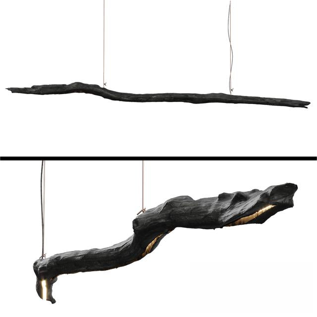 Black Wood Hanging ceilinglamp